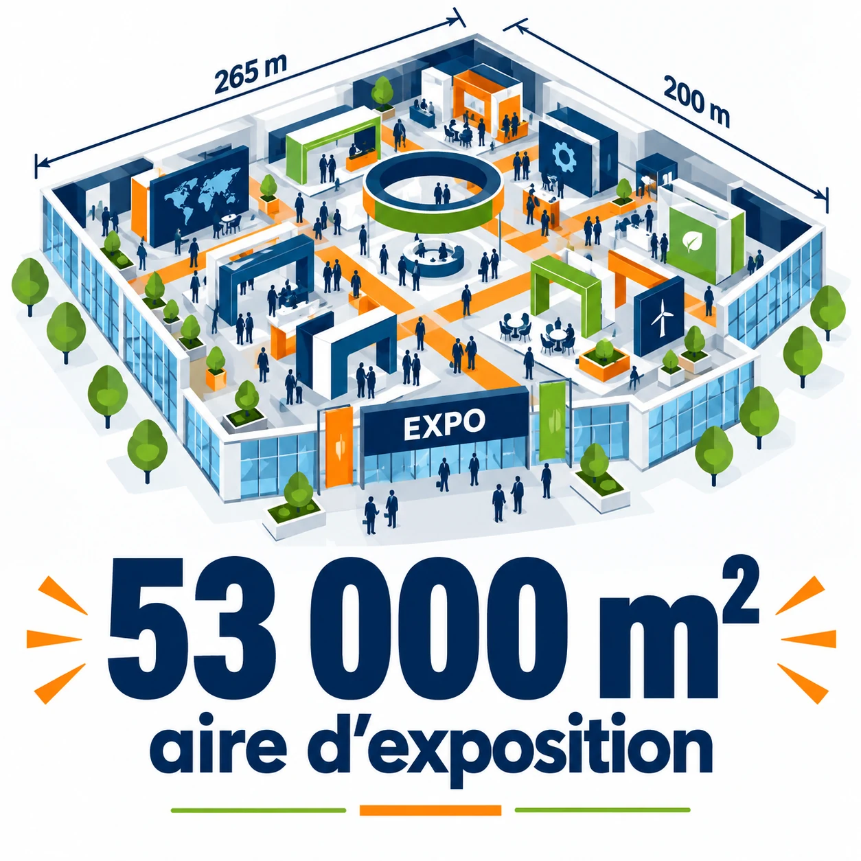 53 000 m2 aire d'exposition